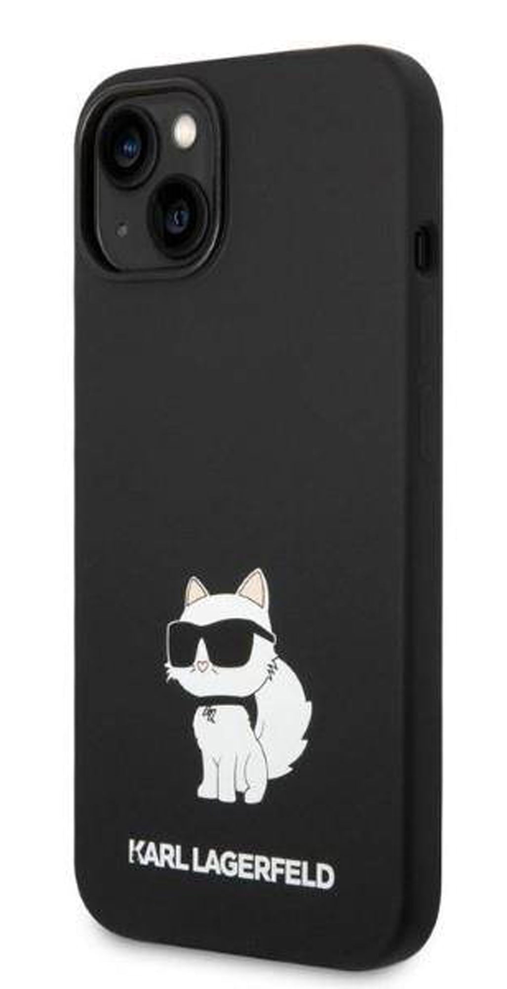 Coque iPhone 14 Karl Lagerfeld Choupette inclinée 