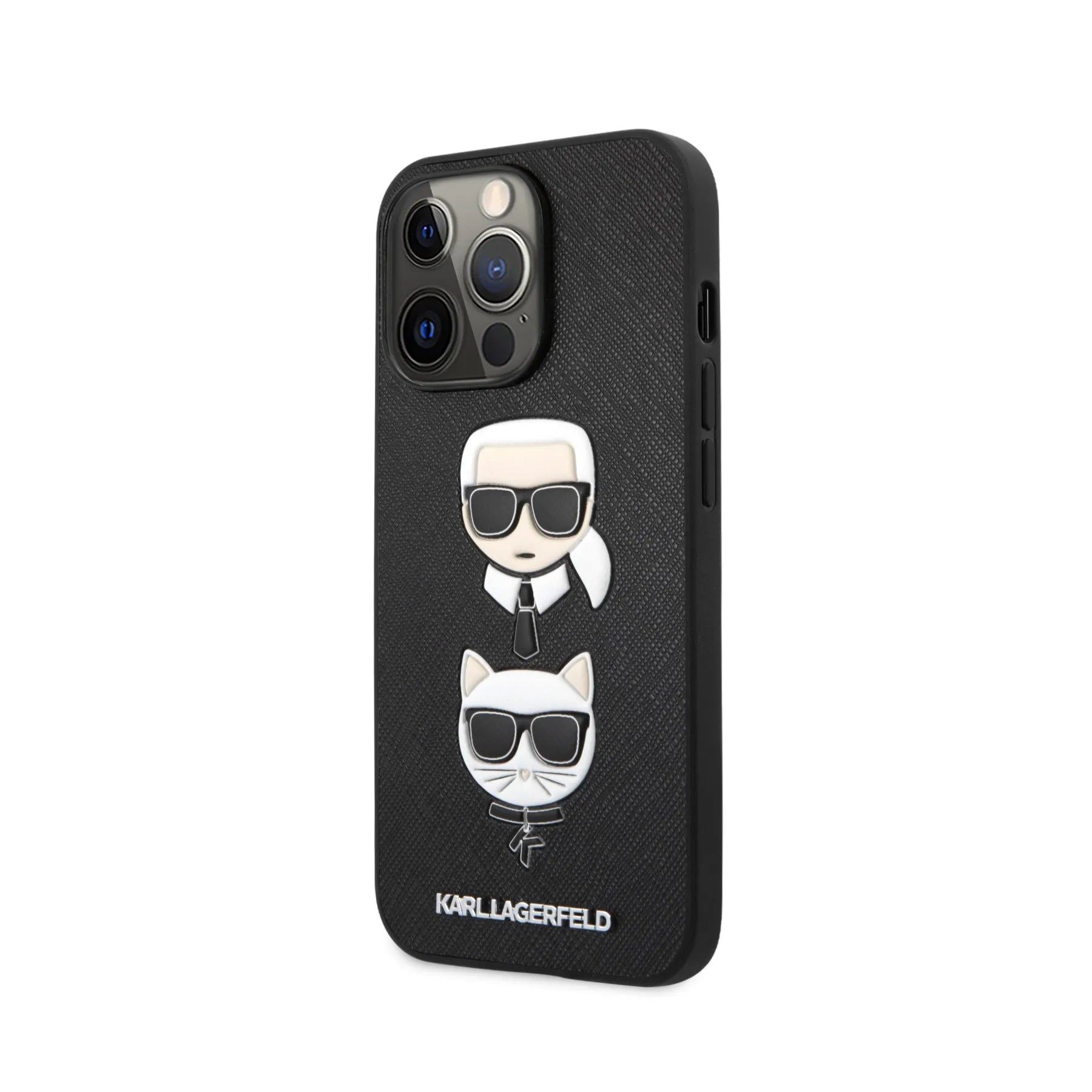 Coque iPhone 13 Pro Karl Lagerfeld Choupette inclinée 